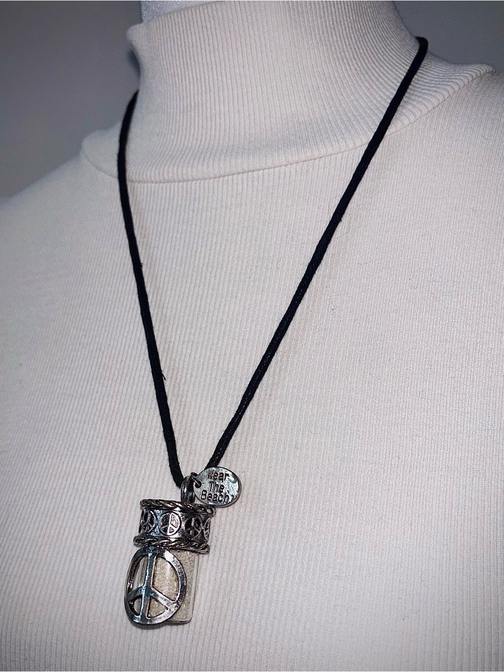 Beachcore Hippie Revival Peace Sand Jar Necklace - Picture 7 of 10